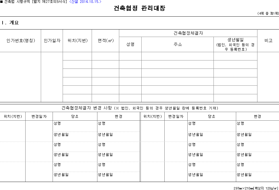건축협정 관리대장